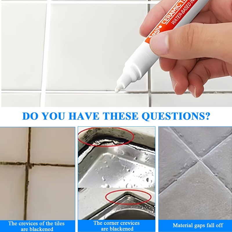 Emperoch 10 Pcs Tiles Grout Pens, White Grout Pen Repair