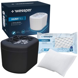 Moisture Killer Dehumidifier Moisture Stopper with Refill Bag Granules, Room Dehumidifier, Refillable, Reduces Mould and Odors (Black)