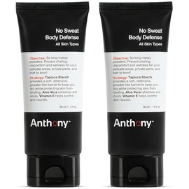Anthony No Sweat Body Defense Deodorant for Men – Anti-Chafing, Anti-Itch Cream-to-Powder Lotion for Sweat and Body Odor Control – 3 Fl Oz (Pack of 2)