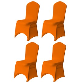Trimming Shop Chair Cover Spandex Polyester Stretch Fabric Dining Slipcovers Washable & Removable Protective Wedding Chair Cover for Wedding Banquets Ceremony & Hotel Dinner (Orange, Pack of 4)
