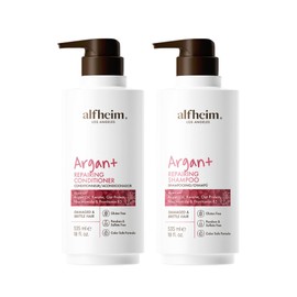 Alfheim Argan Repairing Shampoo & Conditioner | Sulfate-Free, Paraben-Free | Argan Oil, Keratin & Niacinamide for Dry, Damaged, Color-Treated Hair | Moisturizing, Strengthening & Frizz Control|18oz*2