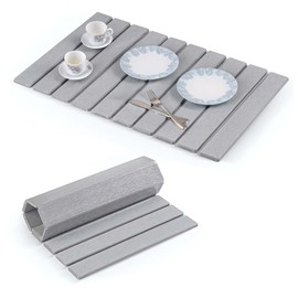 Large Stone Dish Drying Mats For Kitchen Counter, Environmental Diatomaceous Earth Dishes Drying Mat, Collapsible and Fast Water Absorb Pad, 24"L X 16"W, Gray