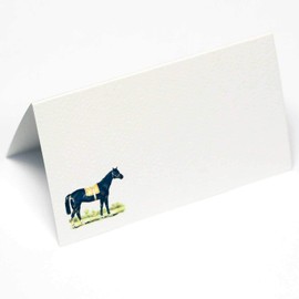 Nancy Nikko Place Cards with Race Horse Illustration for Equine Themed Dinner Parties and Events. Table Tent Style, Scored for Easy Folding. Available in Packages of 12 and 25 (25)