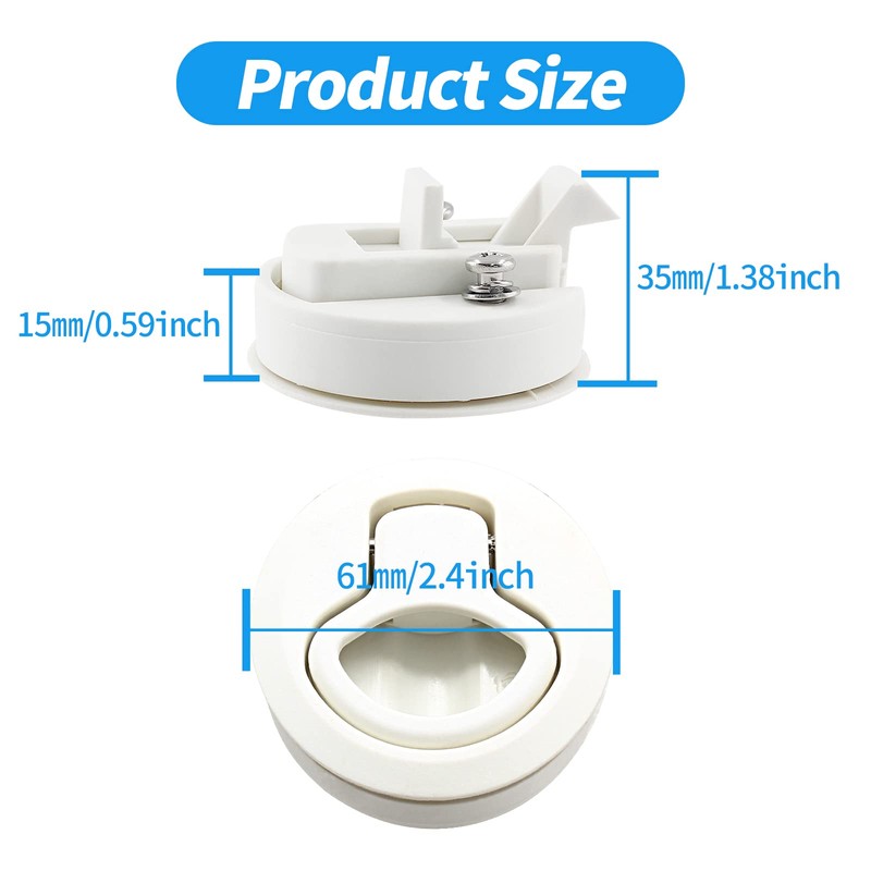 Kyuionty 4 Pack 2 Inch Flush Pull Slam Latch, Plastic