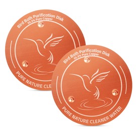 2 Pack Bird Bath Copper Disk, 99.99% Pure Copper Purification Disk - Physical Algae Prevention & Water Cleaner, Bird-Safe for Outdoor Baths, Solar Fountains, Concrete Bowls (3-Point Support)