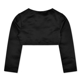BOLEROSE Girls Satin Long Sleeve Bolero Childrens Kids Shrug (Black, 13-14 Years)