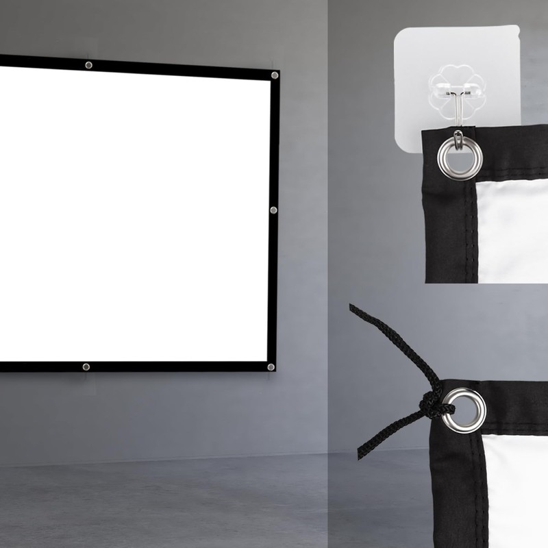 Maclean Portable Projection Screen - High-Quality Polyester Screen with 25