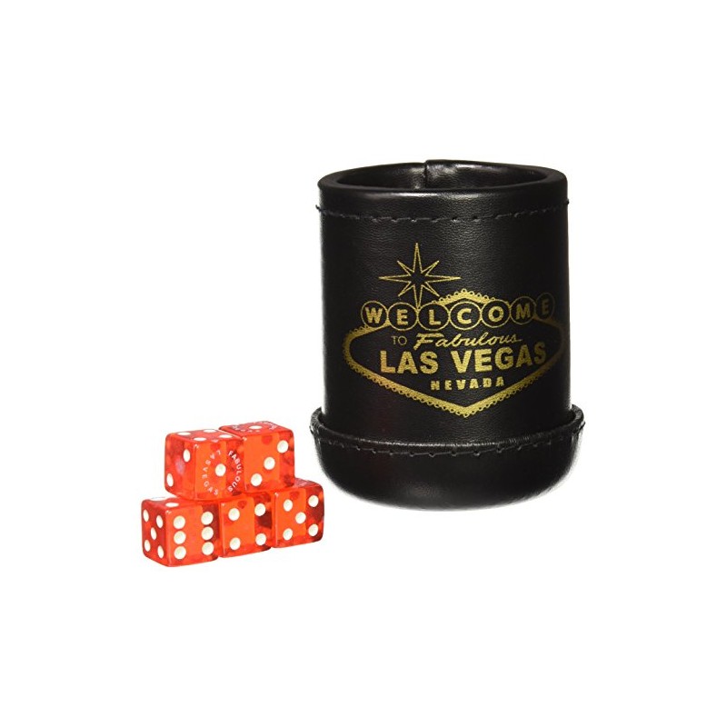 Black Deluxe "Welcome To Las Vegas" Dice Cup with 5