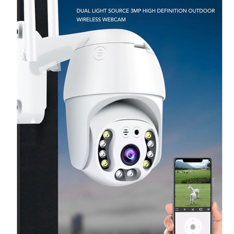 Wireless Webcam Dual Light 3MP IP66 360 Degree Rotation Wall