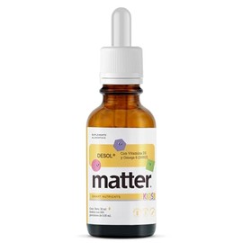 Matter Desol Kids Vitaminas para Niños, Vitamina D3 (Colecalciferol) en Gotas, Apoyo al Desarrollo Óseo y Bienestar Infantil, Libre de Alérgenos, 600 Porciones, Frasco 1 Gotero 30 ml