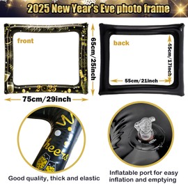 2024 New Year’s Eve Picture Frame Happy New Year Photo Booth Frame Photo Booth Prop Giant New Years Inflatable Selfie Frame Decorations for New Years Celebrations Party Supplies