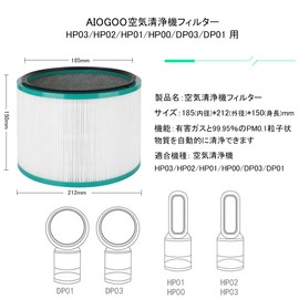 AIOGOO Fan Replacement Filter with Air Purifier Function Pure Series Replacement Filter Compatible for HP03 HP02 HP01 HP00 DP03 DP01