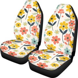 Finagallathe Hippie Flower Car Seat Cover for Cars Soft & Breathable Front Covers with Non-Slip Protector Universal Fits Most Automotive Vans SUVs Trucks
