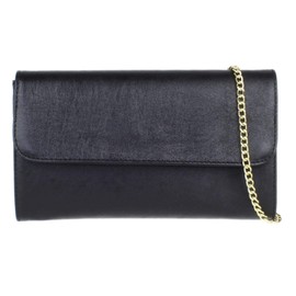 Girly Handbags Italian Leather Clutch Bag (Metallic Black)