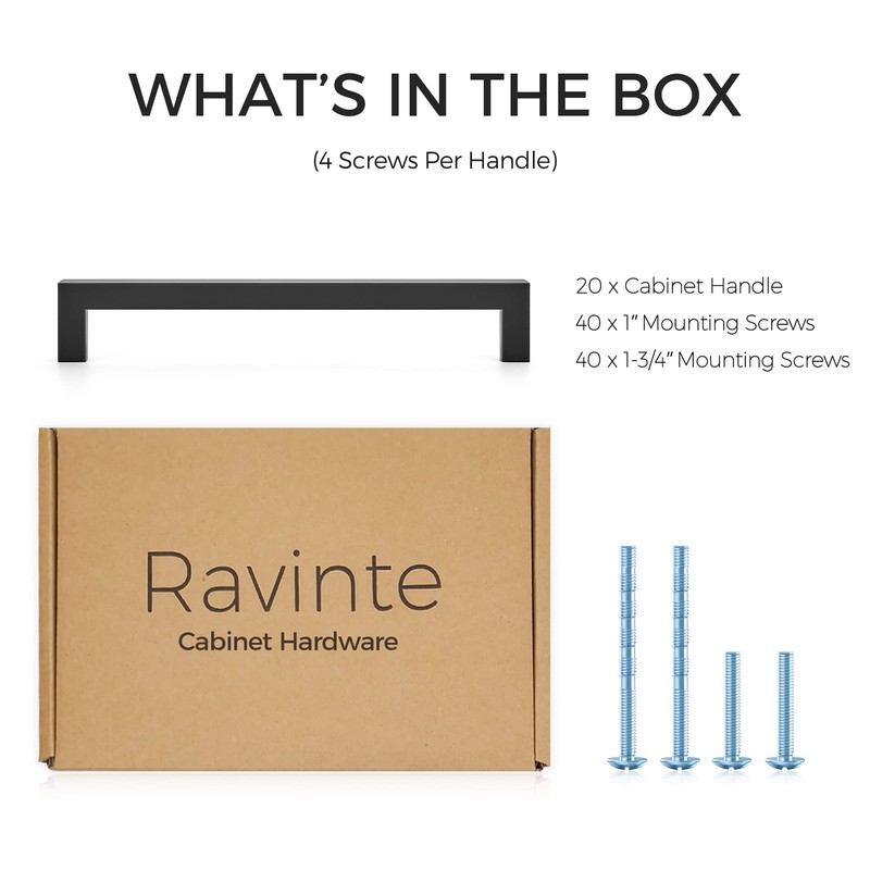 Ravinte 20 Pack 7-1/2 Inch Kitchen Square Cabinet Handles Matte
