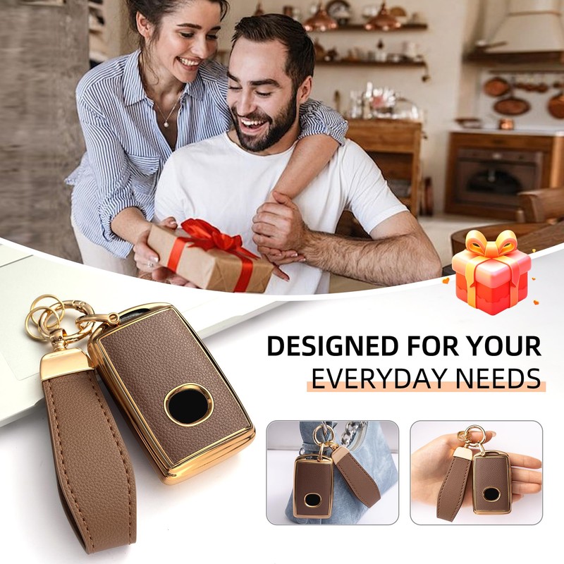 GripKeyShell™ for Mazda Key Fob Cover, Leather + Soft TPU
