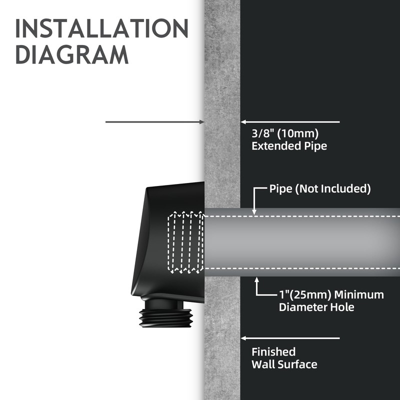 A725 Matte Black Handheld Shower Wall Connector – Drop Ell