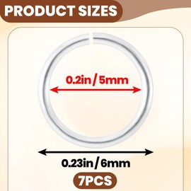 HINZIC 7pcs 925 Sterling Silver Split Jump Ring, 6mm Small Necklace Jewelry Clasp, Open Connector Closures for Key Rings Bracelet Earring Charm - Silver