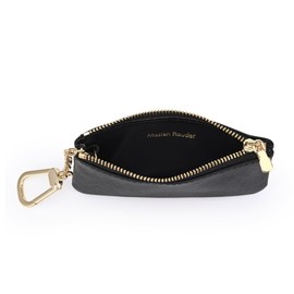 Masien Rauder Luxury Zip Key Chain Pouch | Mini Coin Purse Wallet Card Holder with Clasp | for Men Women (Black - Saffiano Leather)