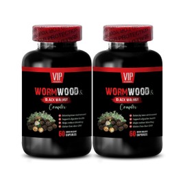 VIP Supplements Black Walnut Wormwood - Wormwood and Black Walnut Complex 1500 MG - Cloves and Wormwood, 2 Bottles (120 Capsules)