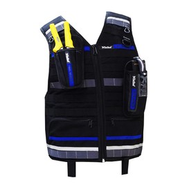 Niche Workwear Tool Vest with Adjustable Strapes,Front Zipper, Heavy Duty and Water-repellent Reflective Vest for Construction, Electricians, Plumber, Home Repair (TL-6201)