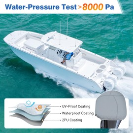 Outboard Motor Cover for Yamaha 4.2L F150 F175 F200 Offshore,600D Heavy-Duty Waterproof Boat Engine Cover, Fade-Resistant Oxford Fabric,2X PU Coating & Cotton Lined Protection