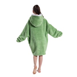 FunnyCos Kids Wearable Blanket Hoodie Oversized Boys' Girls' Hoodies Cute Pluffy Warm Homewear Hoodie with Big Pocket for Children Green