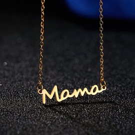 Mama Nacklace Gifts for Mom Mother Letter Pendant Necklaces for Mommy Mom Mother's Day Birthday Gifts for Women Mom Gold Chain Necklaces from Duaghter Son