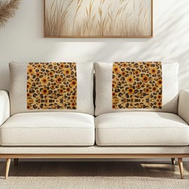 Qehuruxo Leopard Print Sunflowers Headrest Covers for Recliners Furniture Slipcover Furniture Protectors Sofas Chairs Loveseats Theater Chairs Headrest Covers office Chairs Home Decoration Sofa Covers