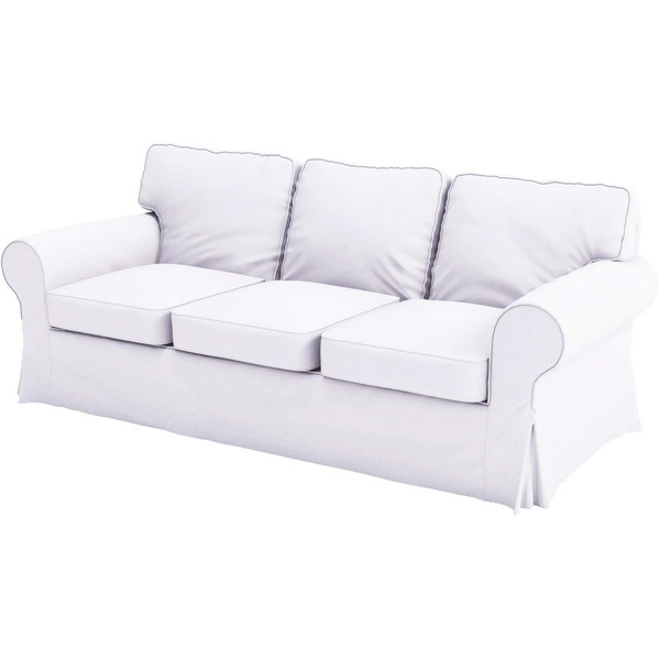 Ektorp 3 Seat Sofa Cotton Cover Replacement is Custom Made Slipcover Compatible for IKEA Ektorp Sofa Cover (White Flax Cotton)