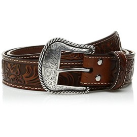 Nocona Belt Co. Men's Floral Embose Western Bucle, Tan, 32