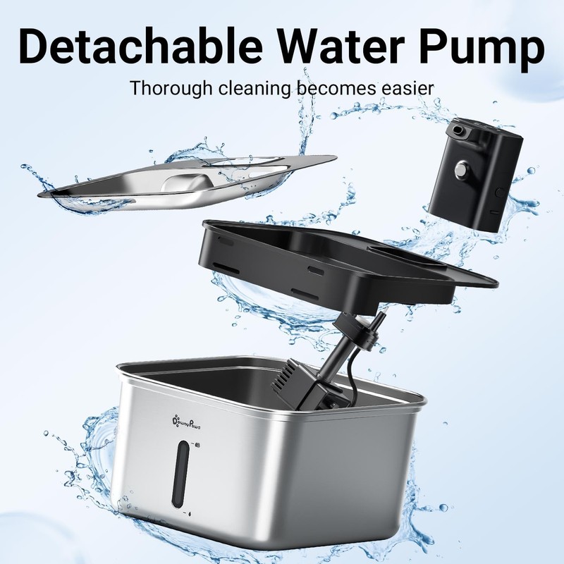 DownyPaws Replacement Water Pump Black for Cat Water Fountain Stainless