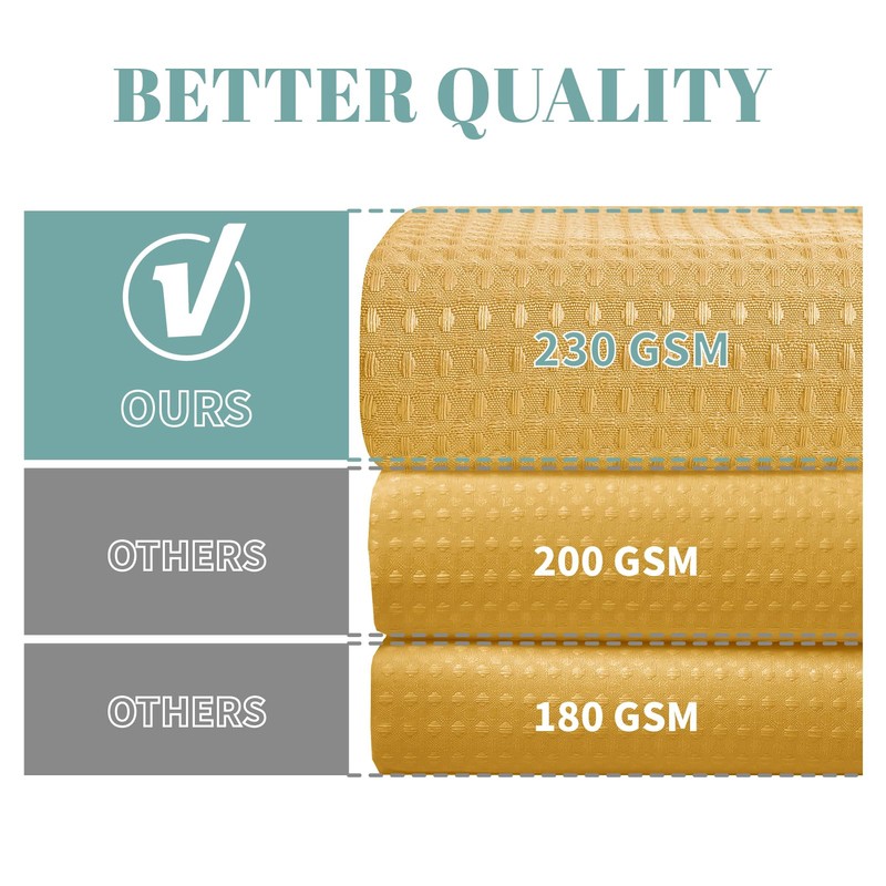 eachope Gold No Hook Waffle Weave Shower Curtain with snap-in