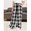 RoseSeek Girl's Plaid Wide Leg Pants Elastic High Waisted Trousers