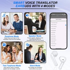 AI Language Translation Wireless Earbuds, 3-in-1 Bluetooth Headphone Translator Earphone, Portable LCD Power Display Translating Earbuds Real Time 144 Languages & Accents for Travel Business Learning.