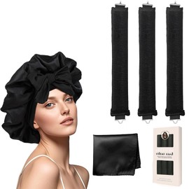 Tubos para Cabello Sin Calor: Gorro de Seda para Dormir + 3 Piezas Heatless Curls con Tubos para Rizar, Gorro de Satín Suave - Regalo Perfecto para Mujeres