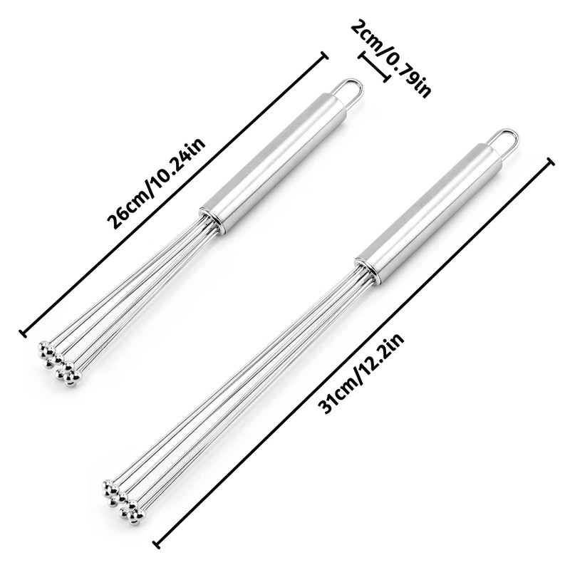 2 Pieces Hand Whisk, Stainless Steel Ball Whisk Large and