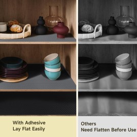 WochiTV Adhesive Shelf Liner 11.8 X 59 Inches Peel and Stick Kitchen Liner for Cabinets, Drawers Removable Protector Mat Waterproof Contact Covering for Dresser Pantry Countertops Shelves, Gray