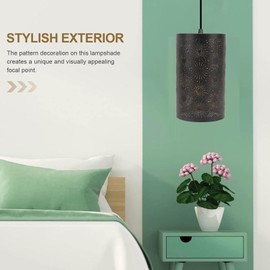 Abat-jour en métal, Abat-jour cylindrique amovible Abat-jour artisanal creux sculpté E27 E26 Pied de lampe Abat-jour décoratif moderne pour lampe de table et lampadaire