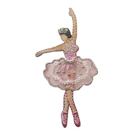 Ballerina in Pink Dress with Crown, Ballet Dancer, POC, Embroidered, Iron on Patch