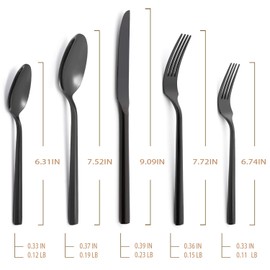 Kelenfer Hand Forged Stainless Steel Flatware Set Silverware Set Cutlery Set Hexagon Handle Black Mirror Finished 20 Pieces Service for 4