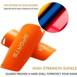 Shin Guards with Sleeves - Slip in Shin guards Soccer Shin Pads for Kids Youth - EVA Cushion Protection Reduce Shocks and Injuries (Orange)