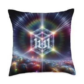 Sacred Geometry Metatron's cube with Angel number 1111 Throw Pillow