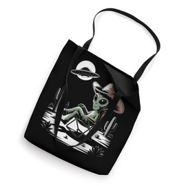 Cowboy Alien Under Moon Desert UFO Western Space Art Tote Bag