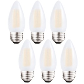 Sunaiony Dimmable LED Candelabra Light Bulbs 40W Equivalent E26 Base, B11 LED Chandelier Candle Light Bulbs, Frosted E26 Medium Base Candelabra Bulb 2700K Warm White, 6 Pack