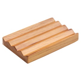 HTB Teak Wood Soap Dish, 1pcs, Natural Wood Color, Rectangular, Self-Draining, Fits Shower, Bathtub, Kitchen, Sink, Sponges, Plants Holder