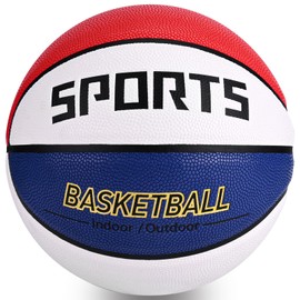 Kids Youth Size 5 (27.5") Basketball Composite Leather Basketball Indoor Outdoor Basketball for Boys Teen Game Youth Basketball Ball Gift KUYOTQ(Deflated,Red White Blue)