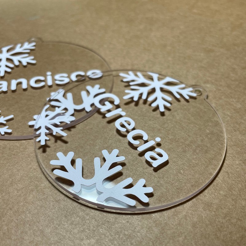 Pack Esferas Navideñas Personalizadas con Nombre Acrílico Transparente Adornos Navideños