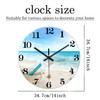 XNM Coastal Blue Clock for Kitchen 14 Inch Glass Analog