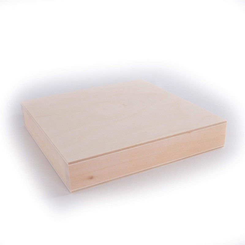 Small Square Decorative Wooden Box with Lid & Bolt Closure